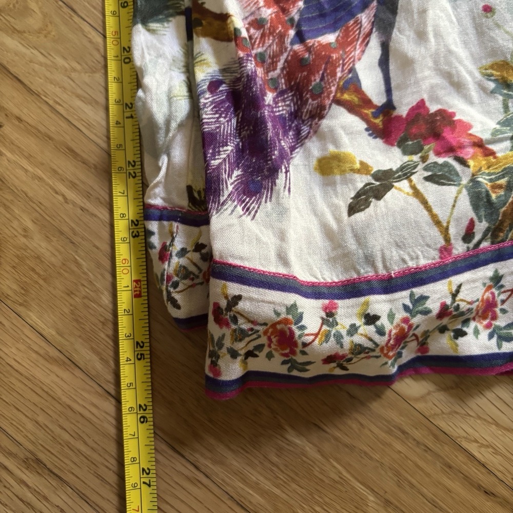 World Market Wide Leg Lounge Casual Pant L XL Peacock Floral Print Tropical Boho - Picture 6 of 11